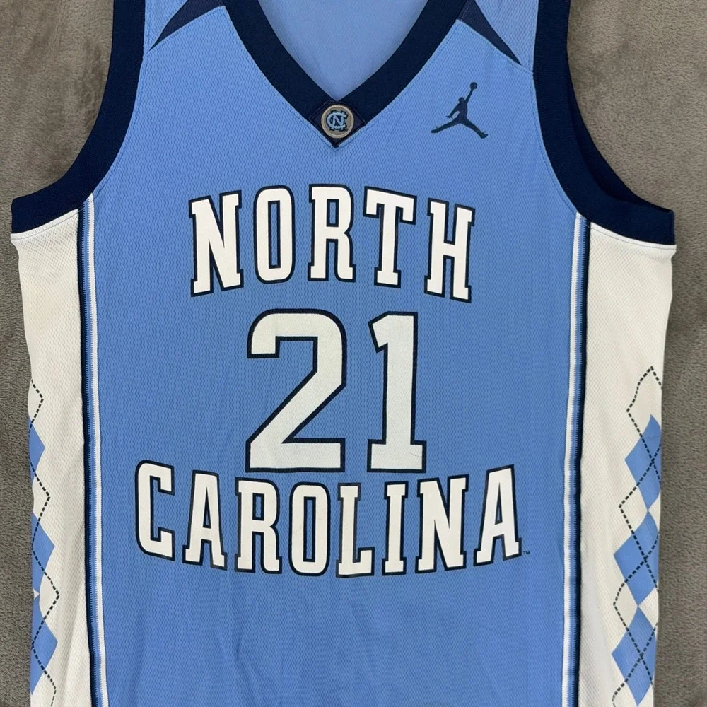 Jordan North Carolina Carolina Blue/White/Navy #21 Basketball Jersey